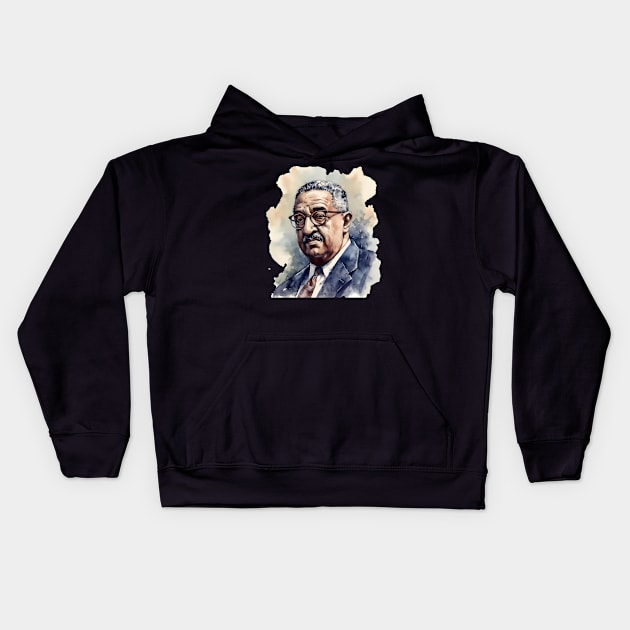 Thurgood Marshall Watercolor Portrait for Black History Month Kids Hoodie by HistoryMakers